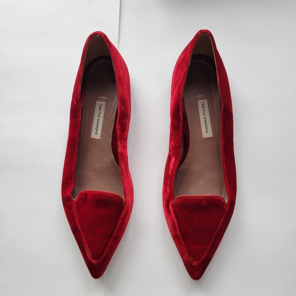 Tabitha Simmons Red Velvet Flats - Picture 3 of 13